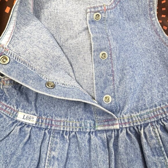 Lee Bib Jean Overalls Romper Toddler Rainbow Stitch USA Bare Back Vintage 4T - Picture 7 of 13